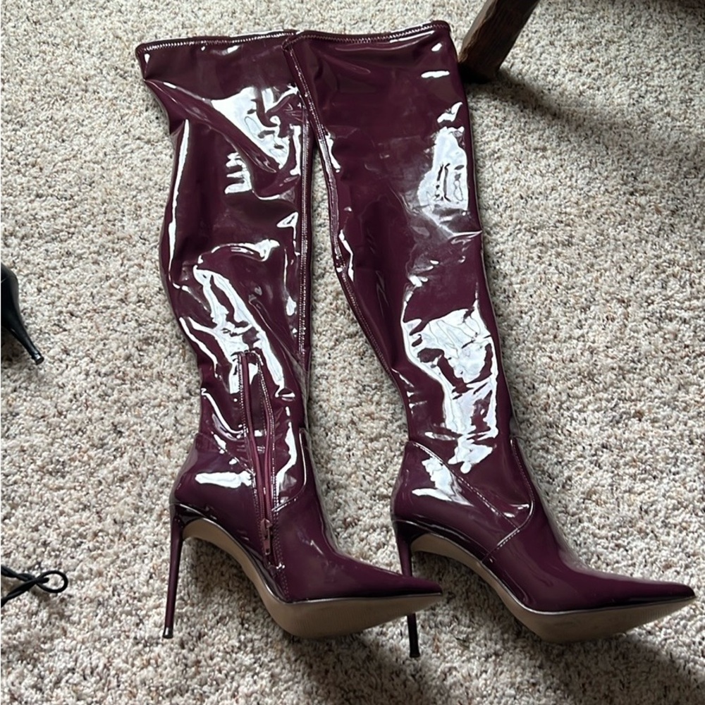 Burgundy size 7 thigh high Steve Madden boots RESERVED